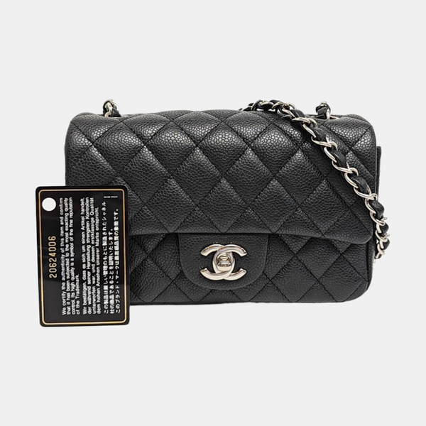 CLASSIC FLAP Mini Quilted Grained Calfskin Black