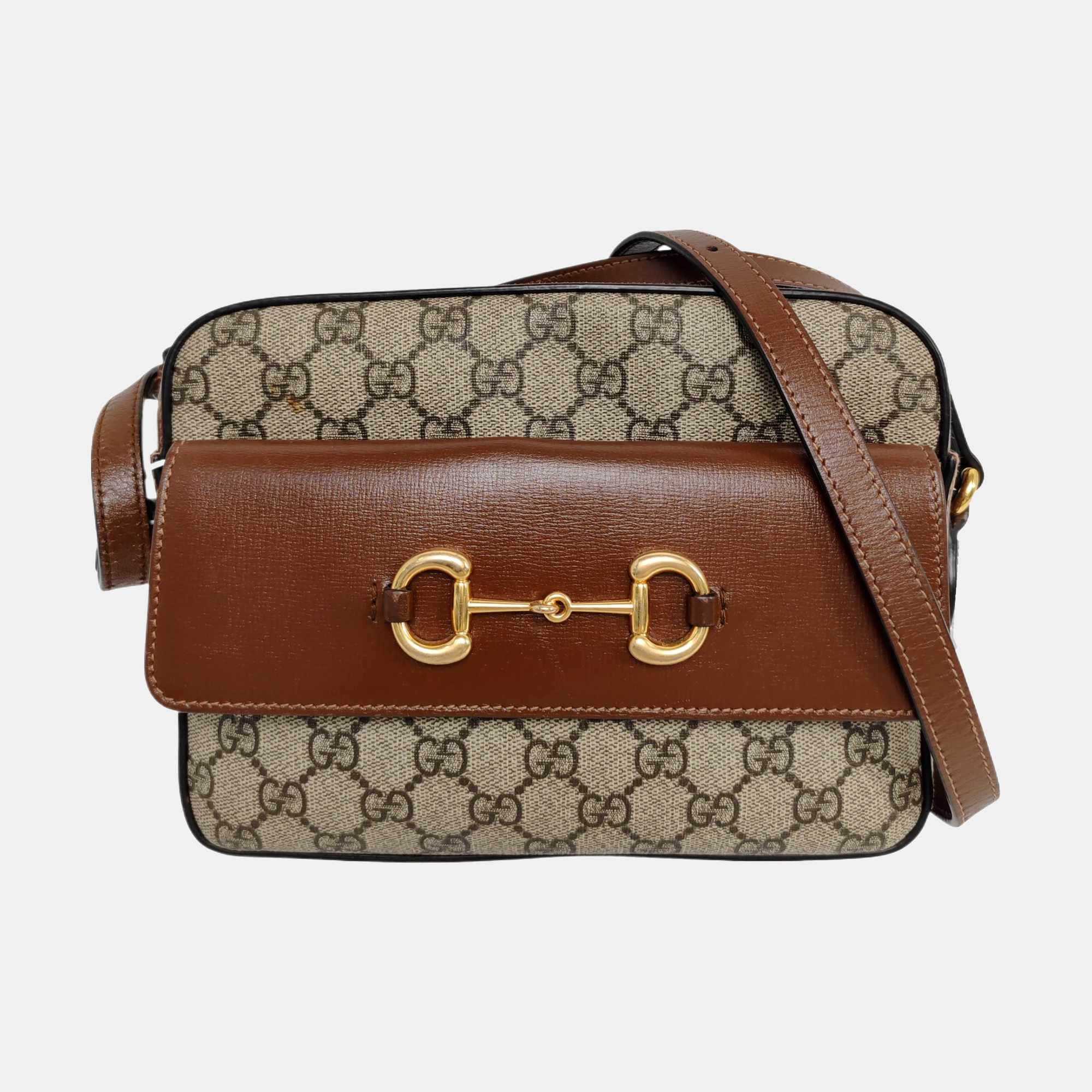 Authenticated pre-owned  Horsebit 1955 Small Coated Canvas Beige - Crossbody Bag at Looply