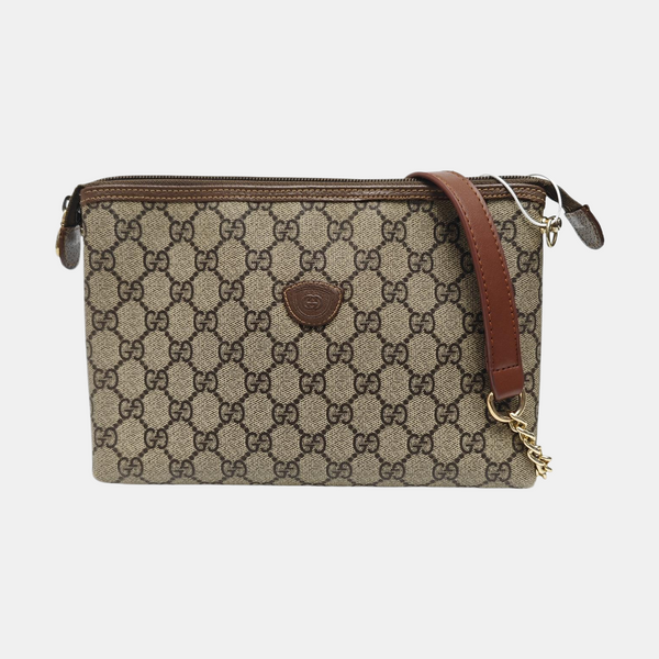 Monogram Coated Canvas Clutch Beige