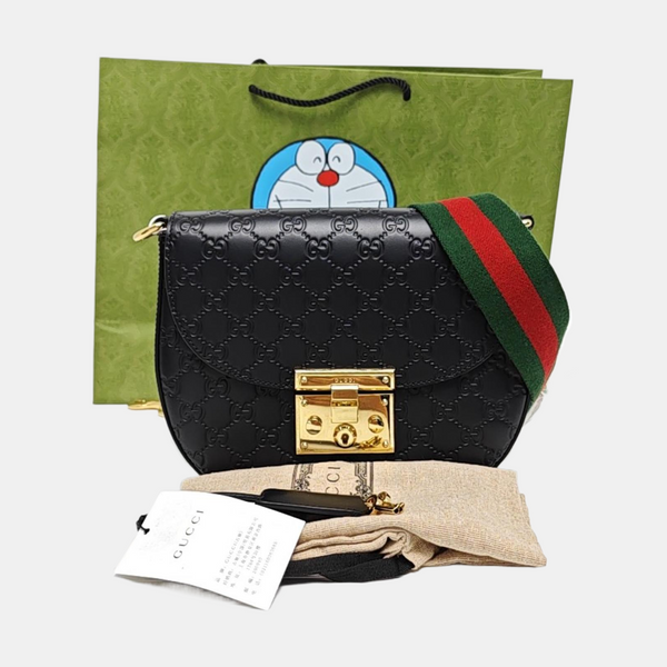 Padlock Medium Monogram Calfskin Black