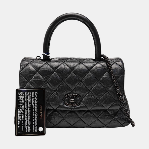 COCO HANDLE Small Quilted Calfskin Black