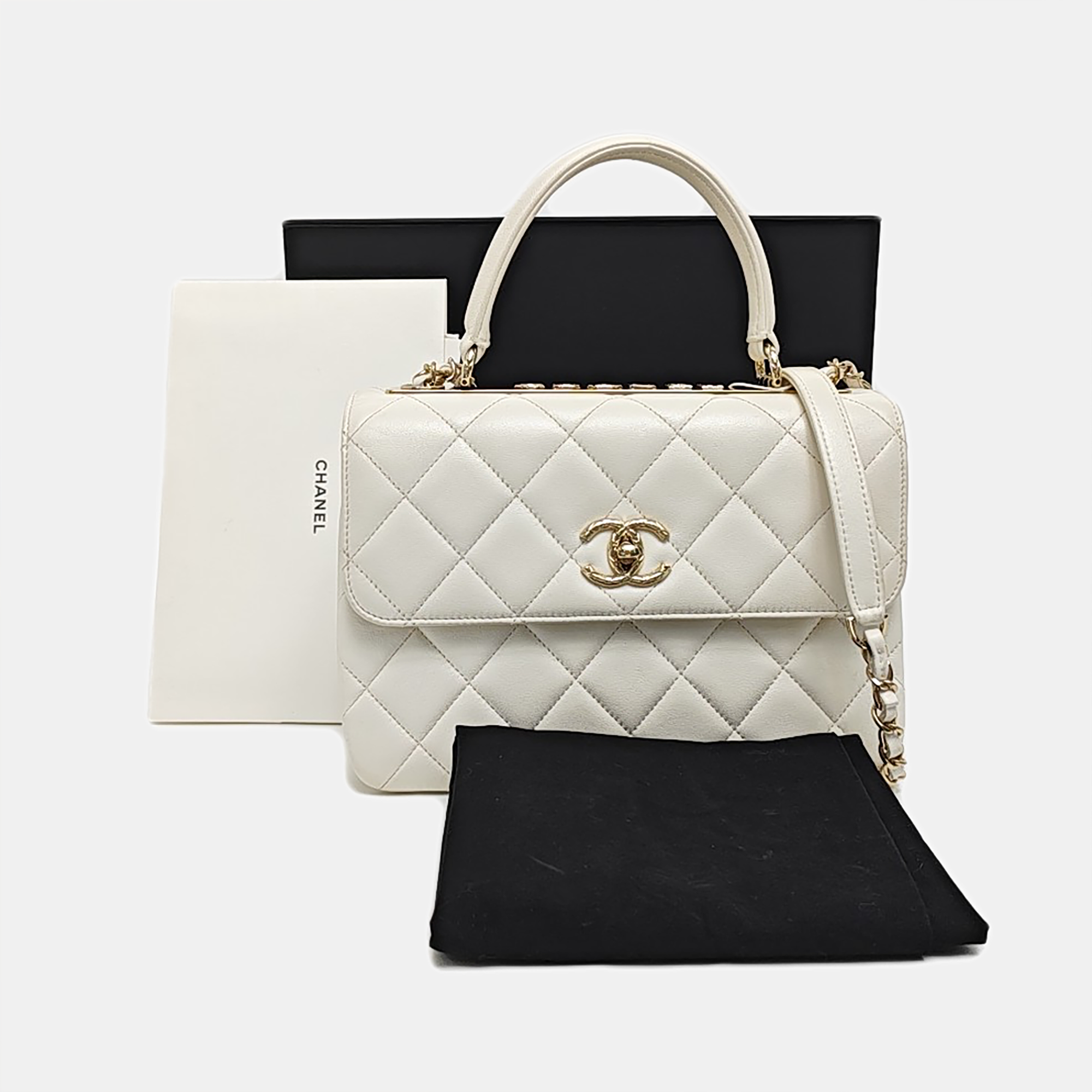 TRENDY CC Quilted Lambskin White