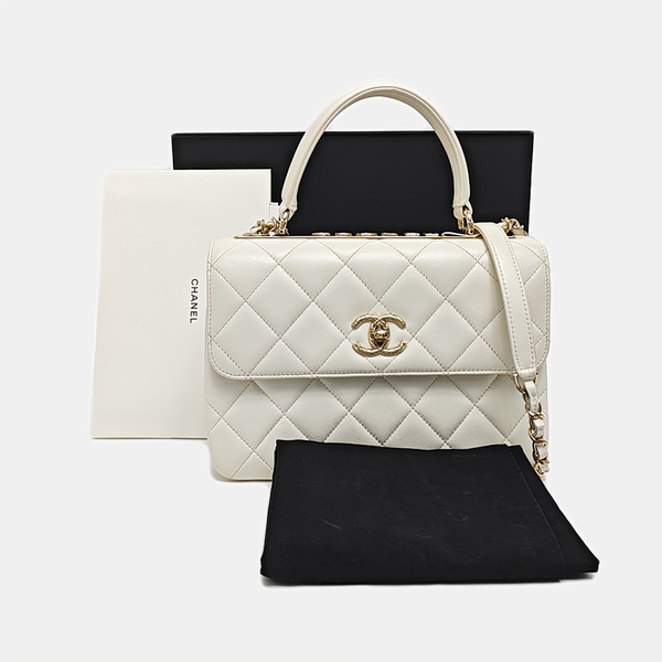TRENDY CC Quilted Lambskin White