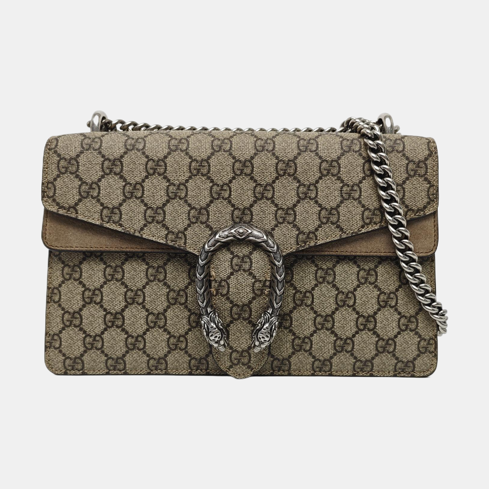 Dionysus Small Monogram Coated Canvas Beige