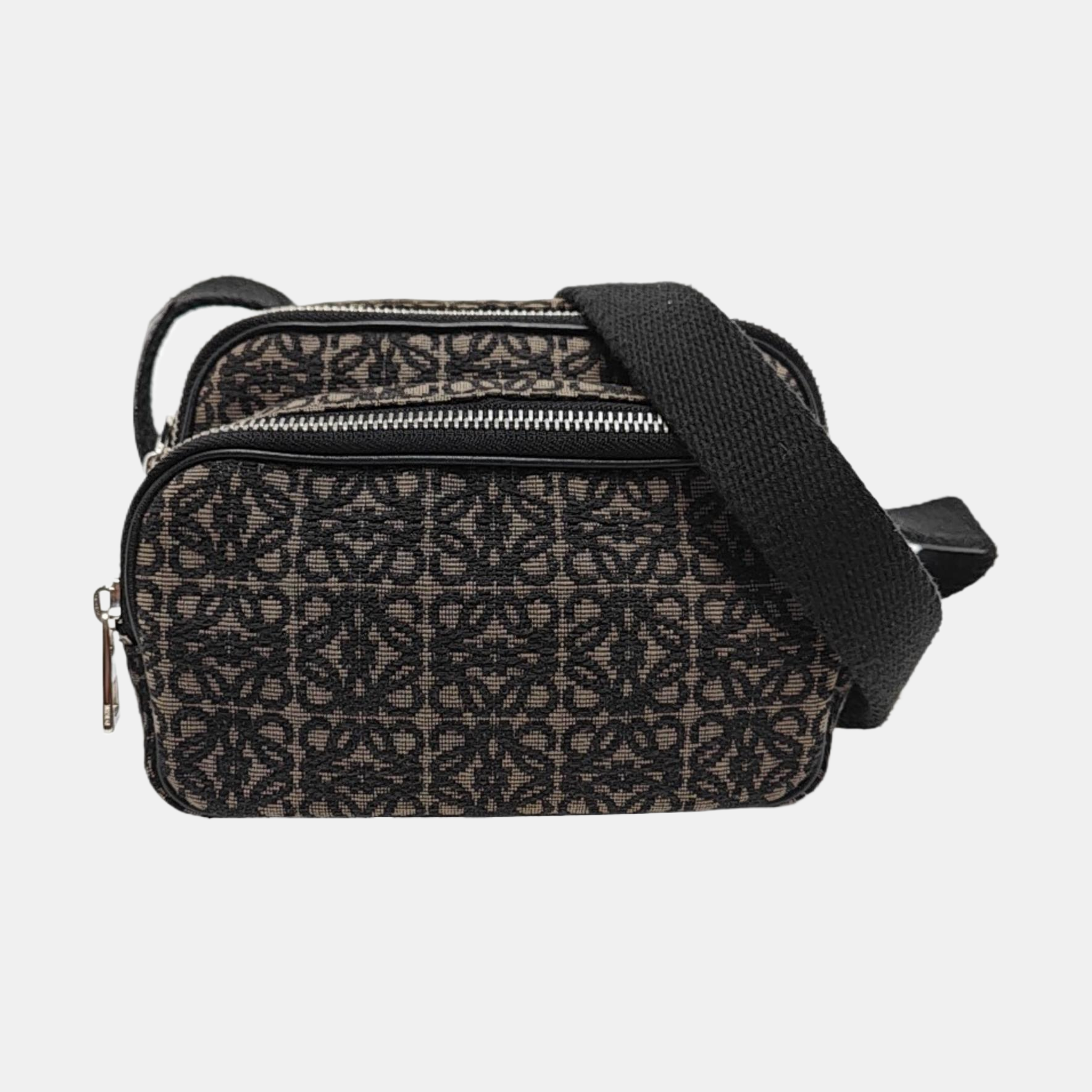 Monogram Fabric Shoulder Bag Gray