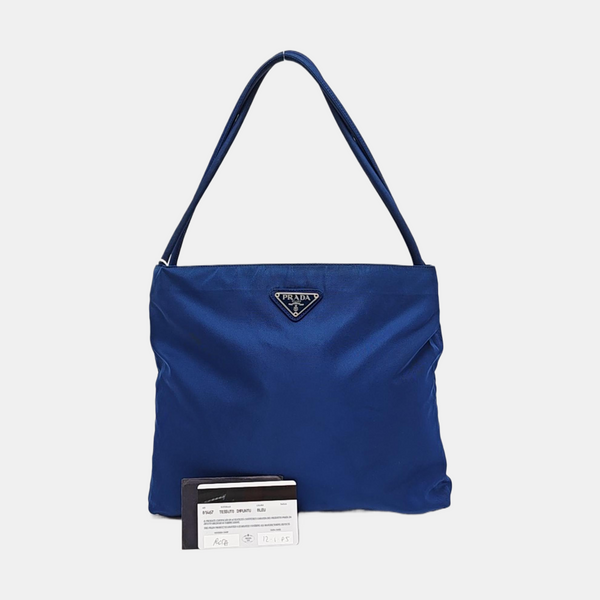 Nylon Top Handle Bag Blue