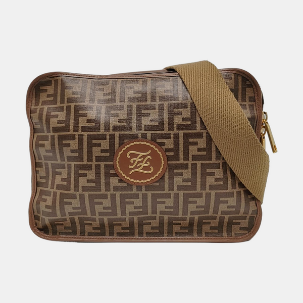 Coated Canvas Shoulder Bag Brown