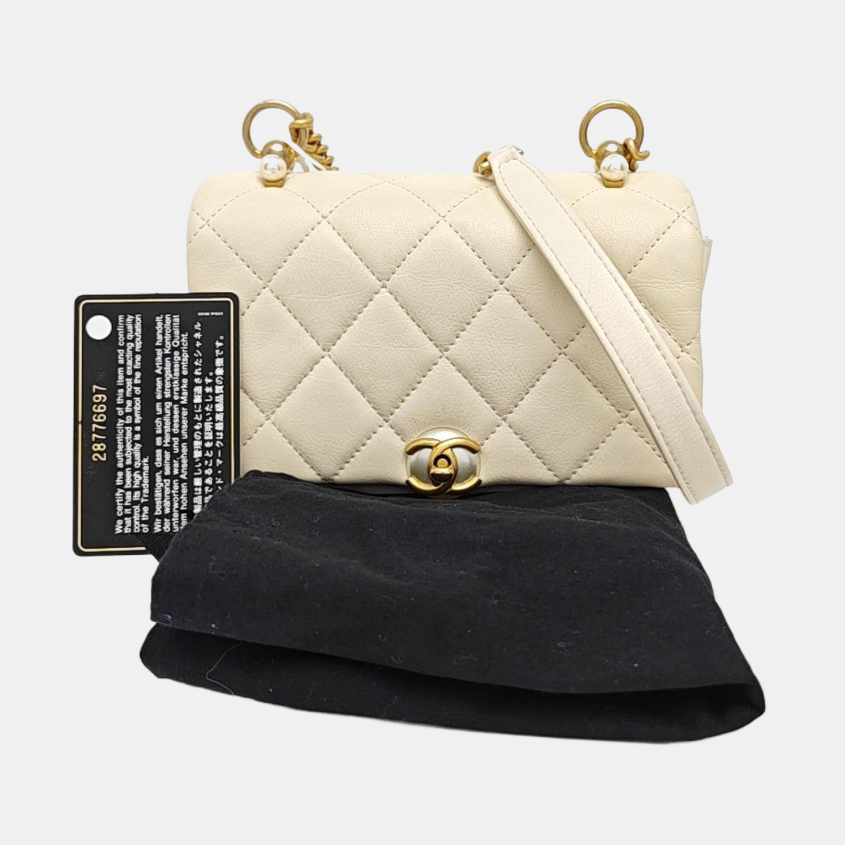 Quilted Calfskin Shoulder Bag White