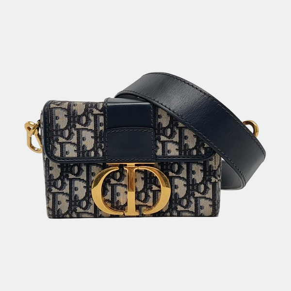 Authenticated pre-owned  30 Montaigne Oblique Canvas Blue - Crossbody Bag at Looply