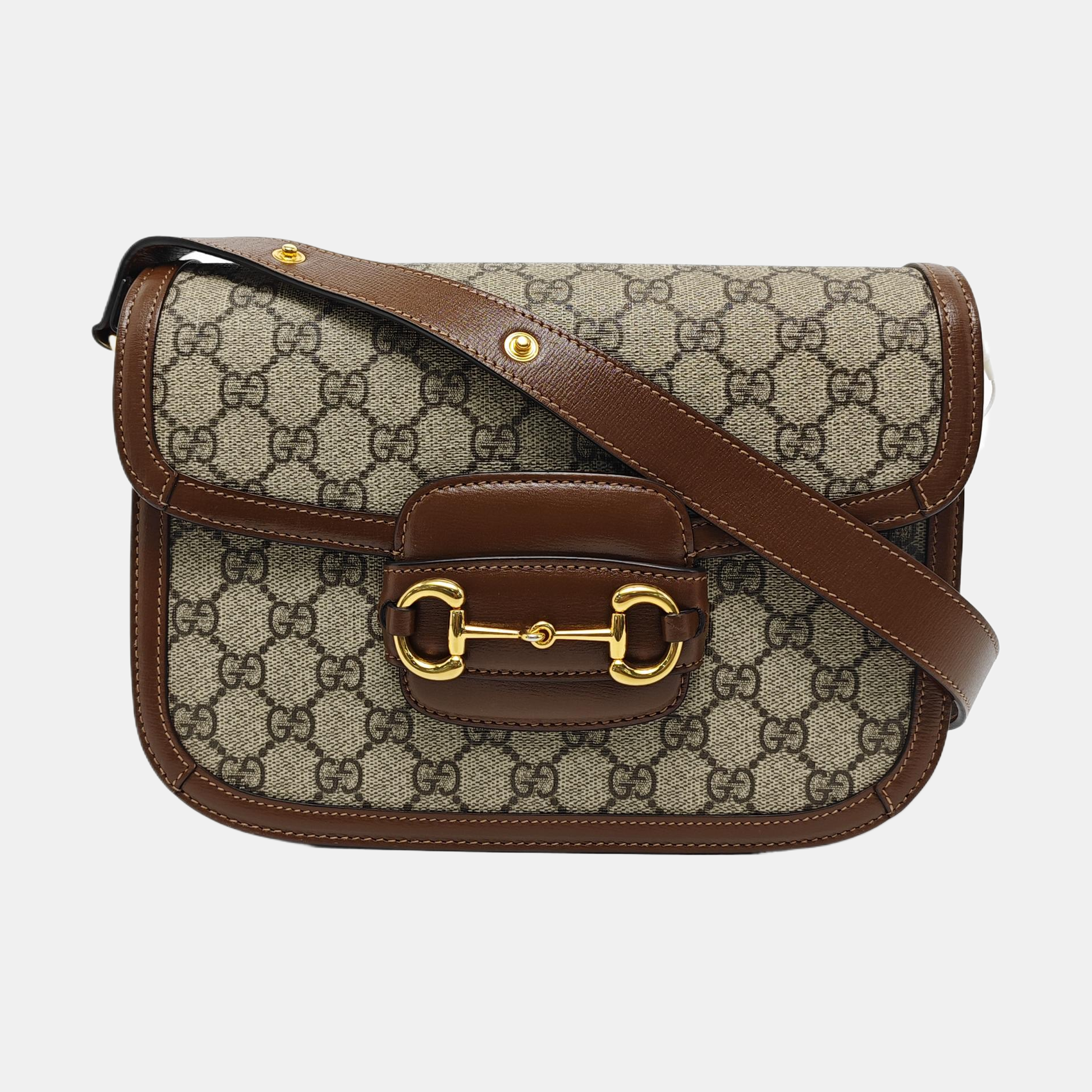 Horsebit 1955 Medium Monogram Coated Canvas Beige