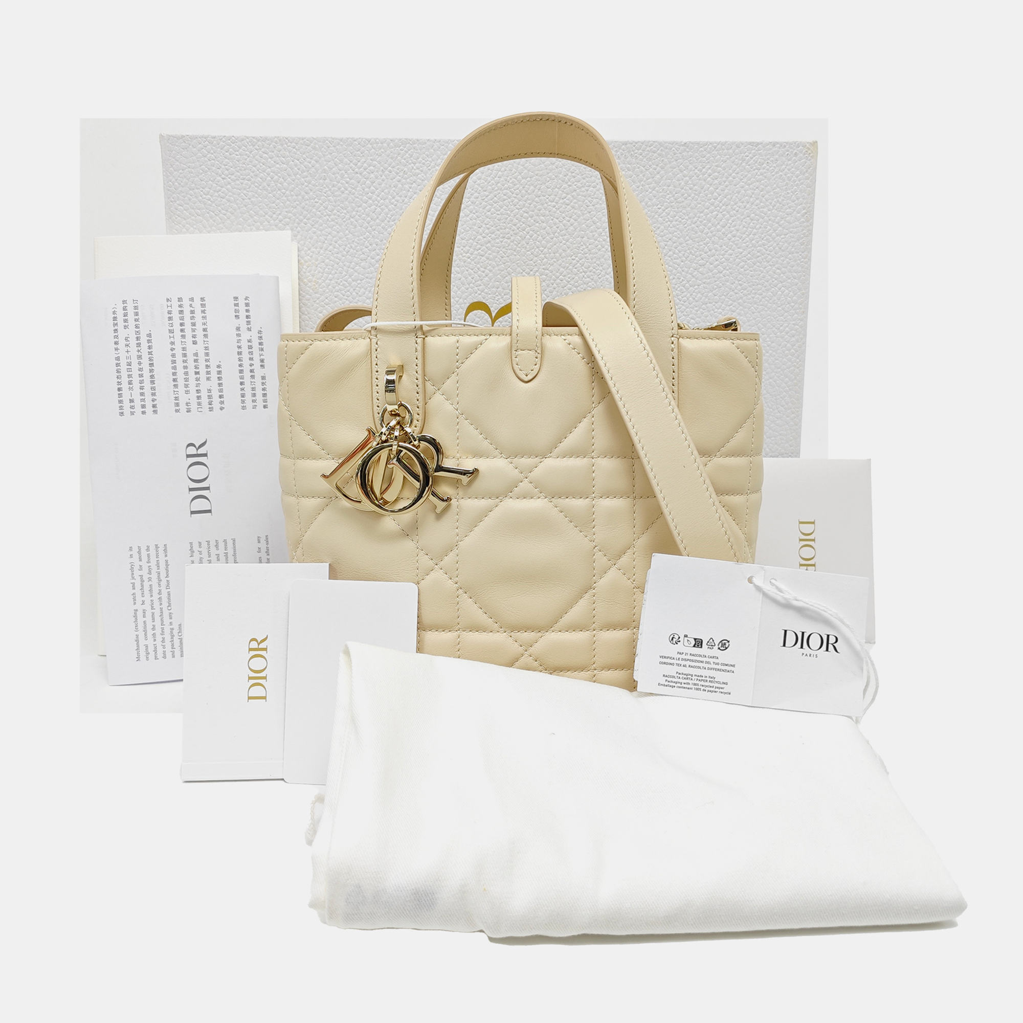 Toujours Small Cannage Calfskin Beige