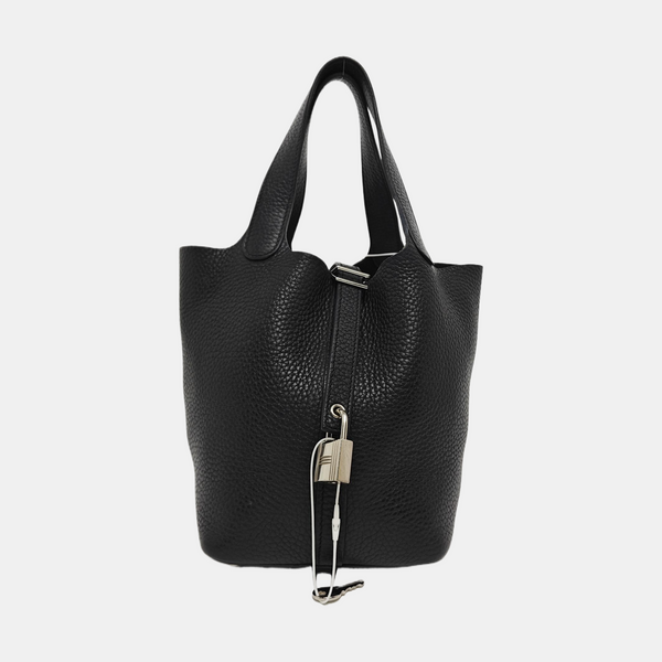 Authenticated pre-owned  Picotin Lock 18 Clemence Black - Bucket Bag at Looply