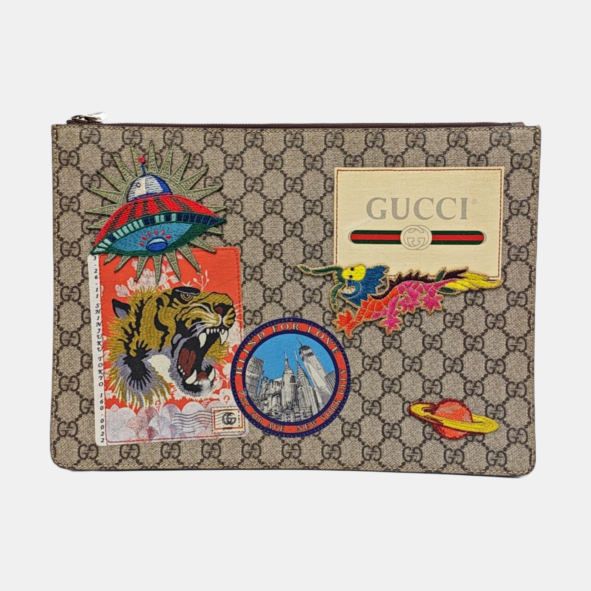 Monogram Coated Canvas Clutch Beige