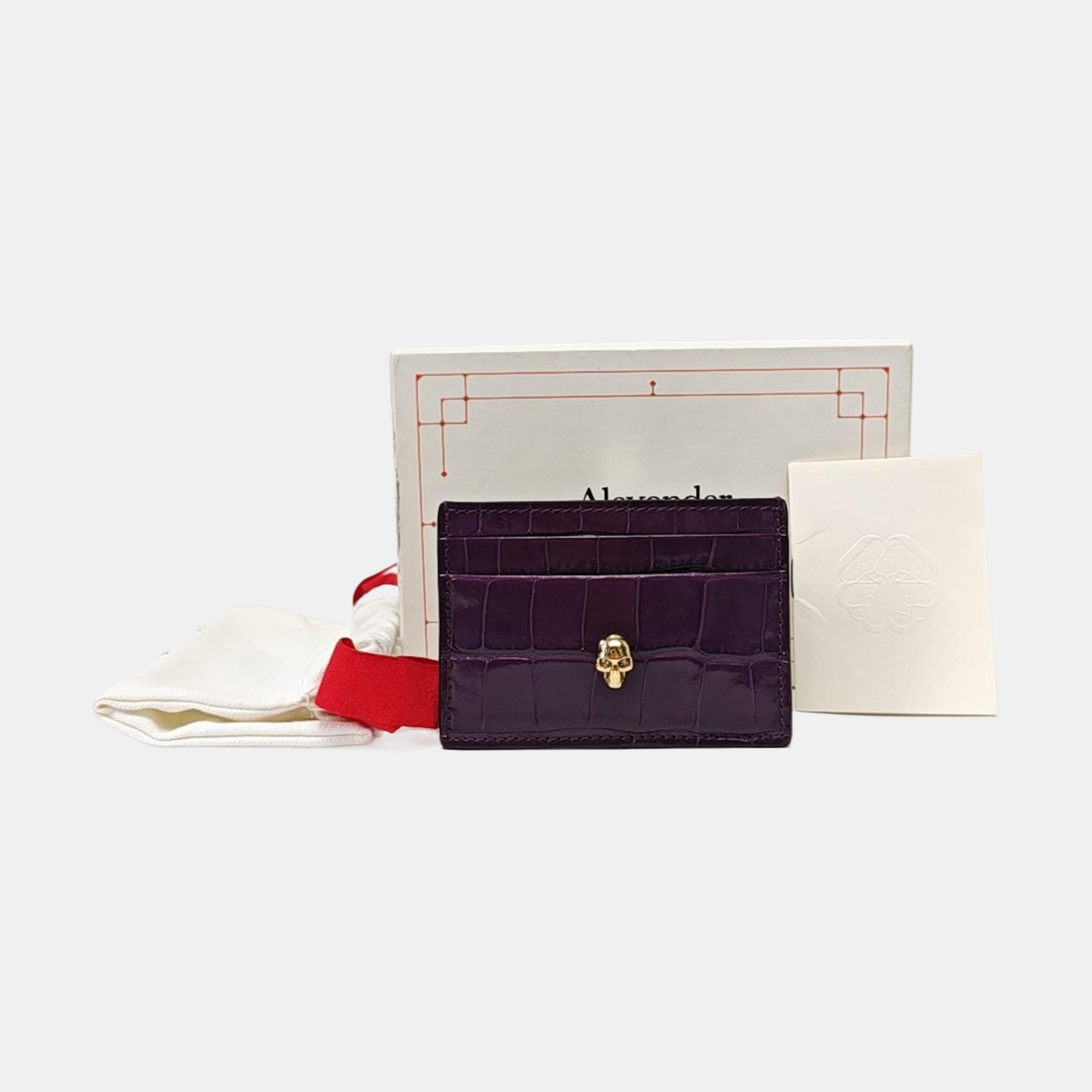 Leather Card Holder Purple