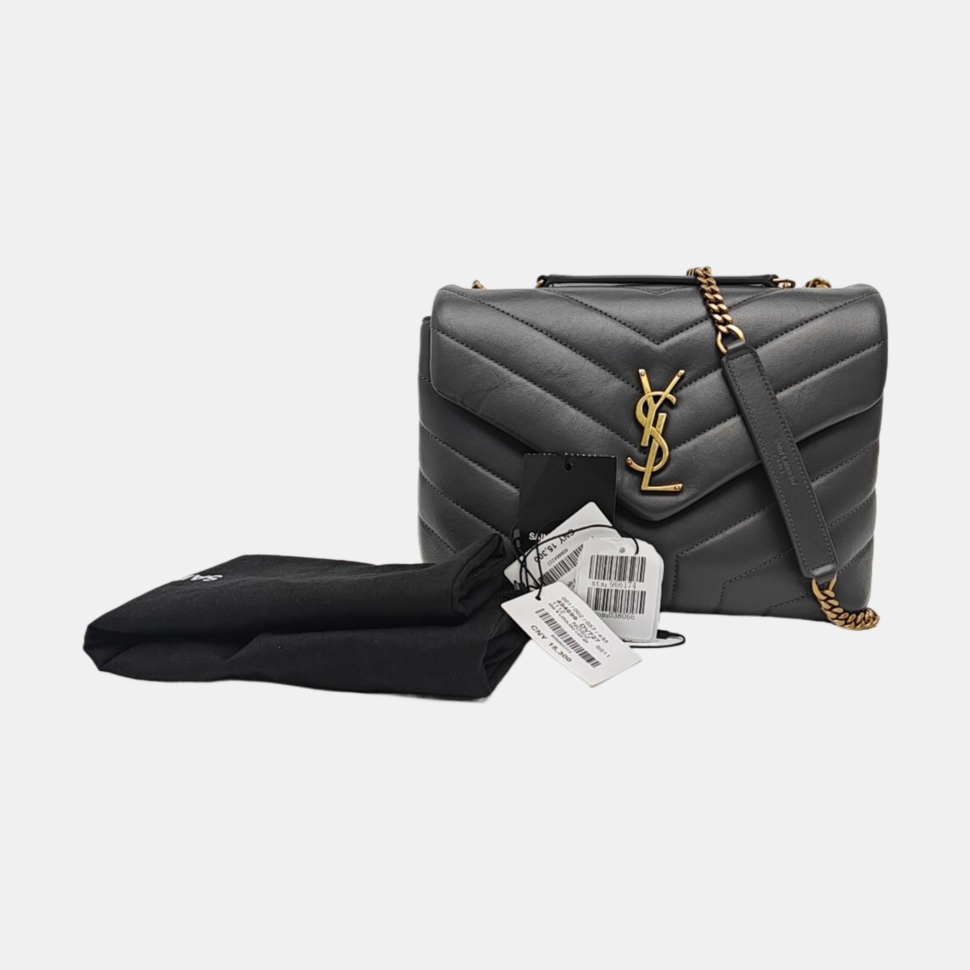LOULOU Small Quilted Calfskin Gray