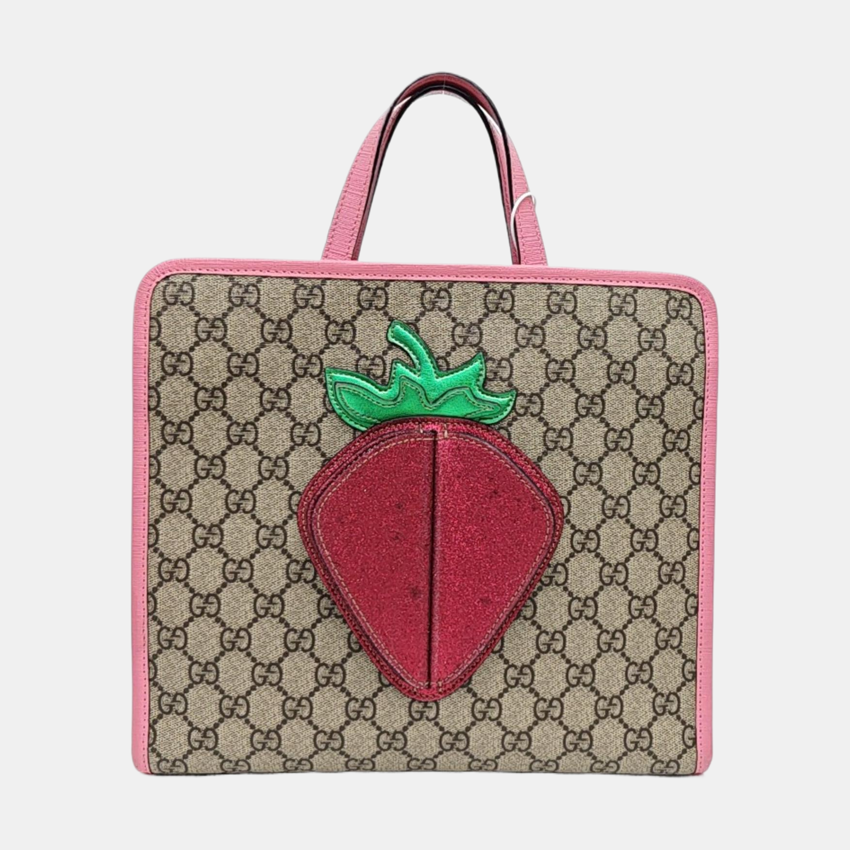 GG Bucket Monogram de lona revestida beige para niños