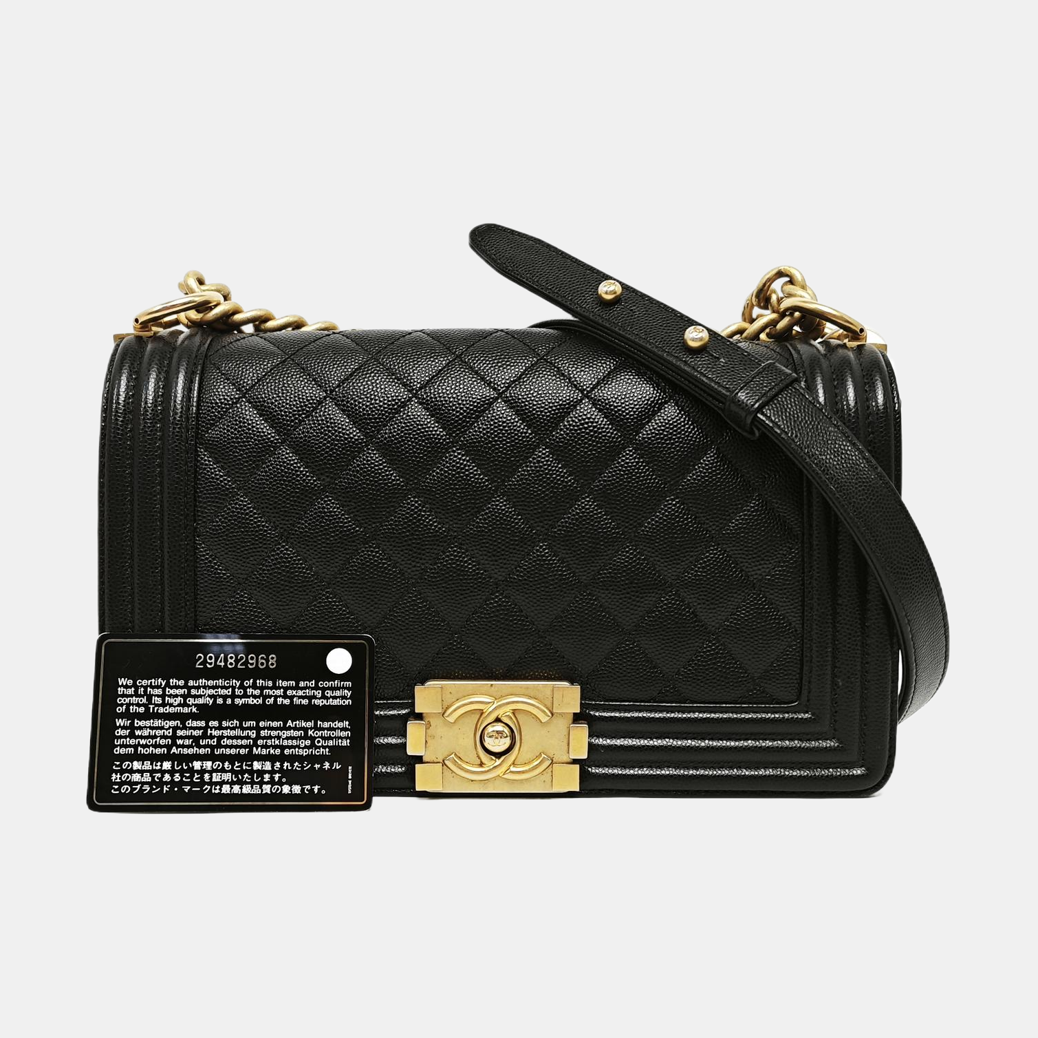 BOY CHANEL Medium Quilted Grained Calfskin Black