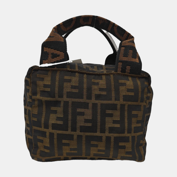 Fabric Top Handle Bag Brown