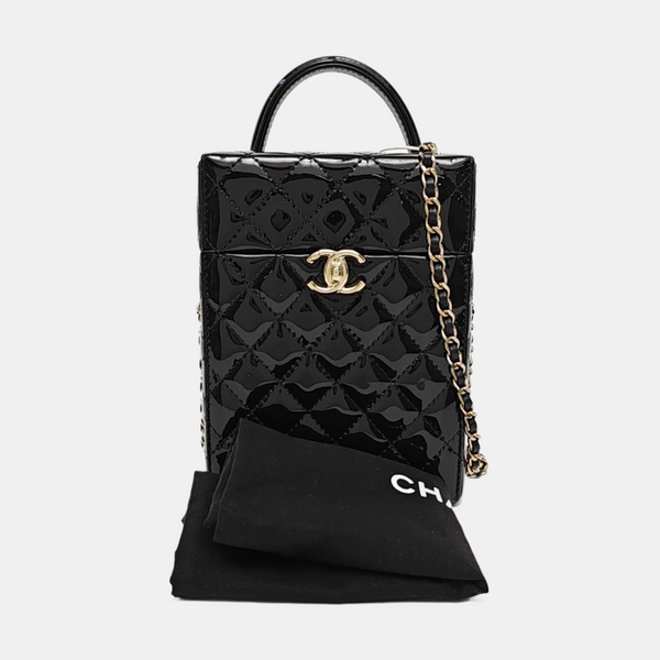 Quilted Calfskin Shoulder Bag Small Black