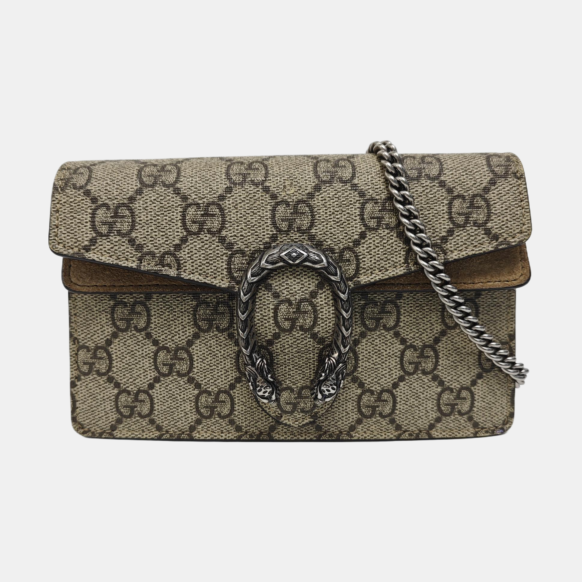 Dionysus Super Mini Monogram Coated Canvas Beige