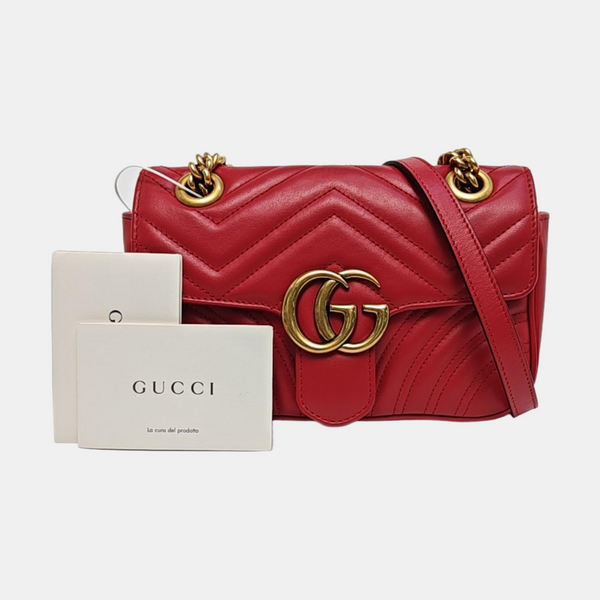 GG Marmont Small Quilted Calfskin Red