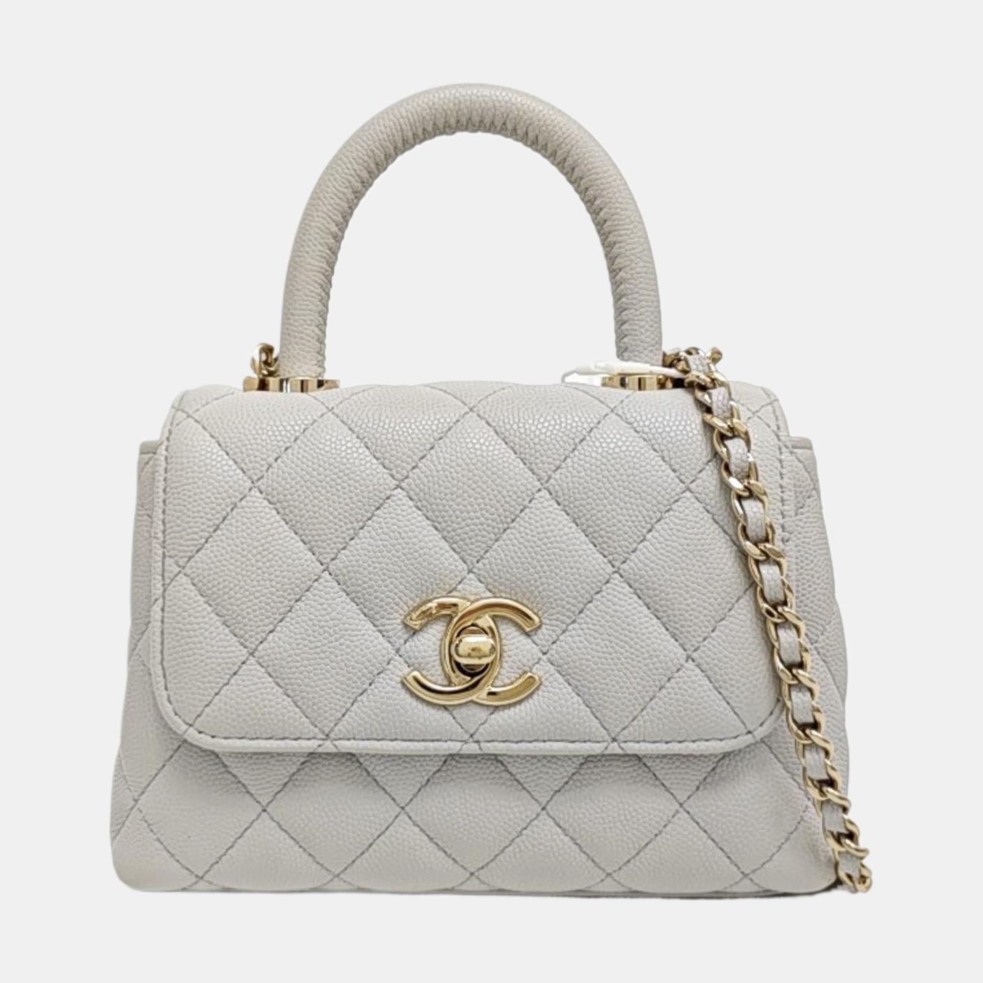 COCO HANDLE Mini Quilted Grained Calfskin Gray