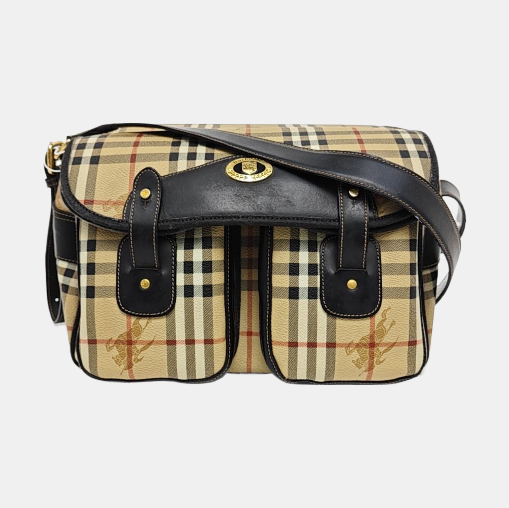 Coated Canvas Shoulder Bag Beige