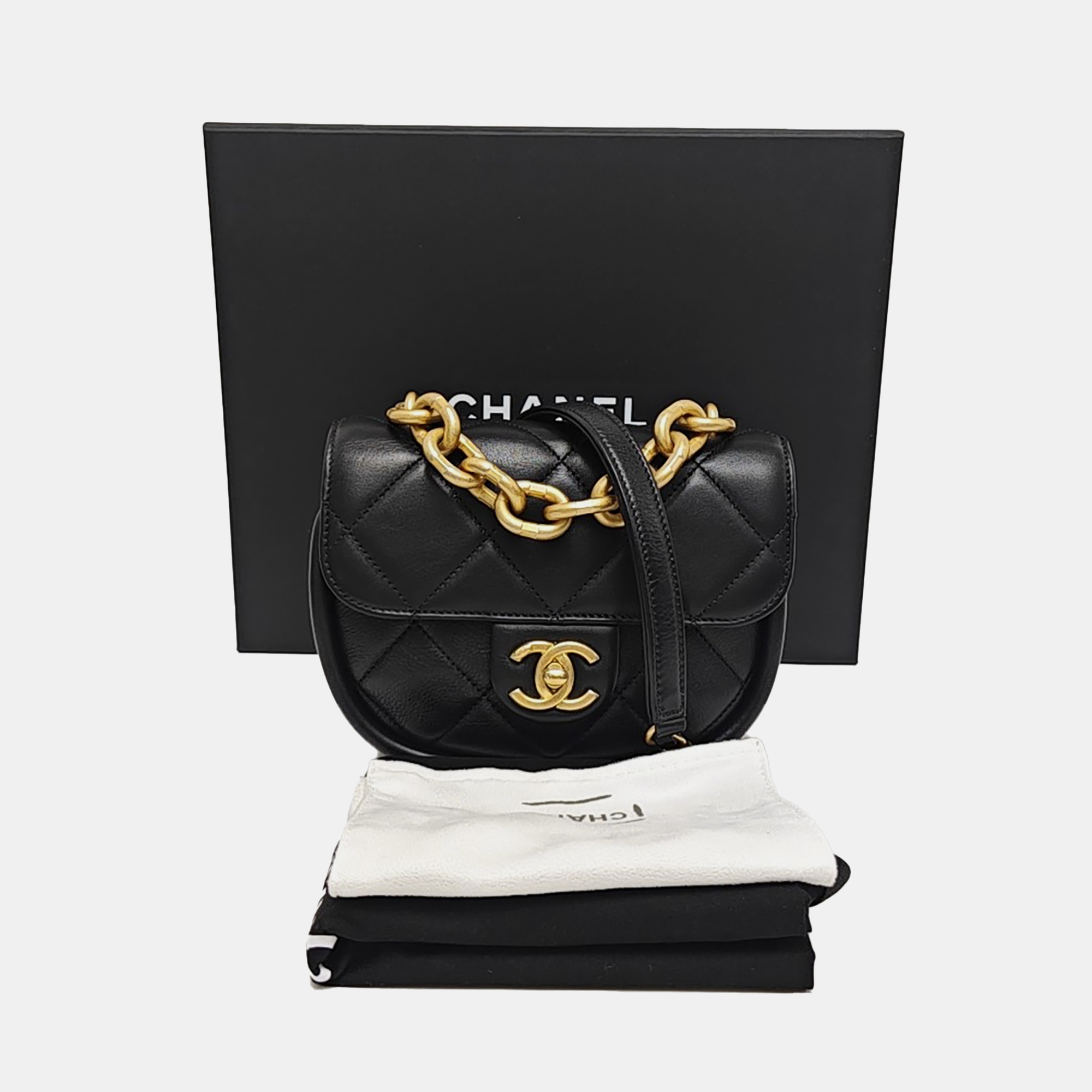 Quilted Calfskin Shoulder Bag Black