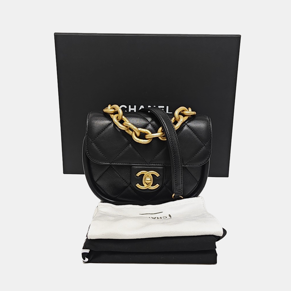 Quilted Calfskin Shoulder Bag Black
