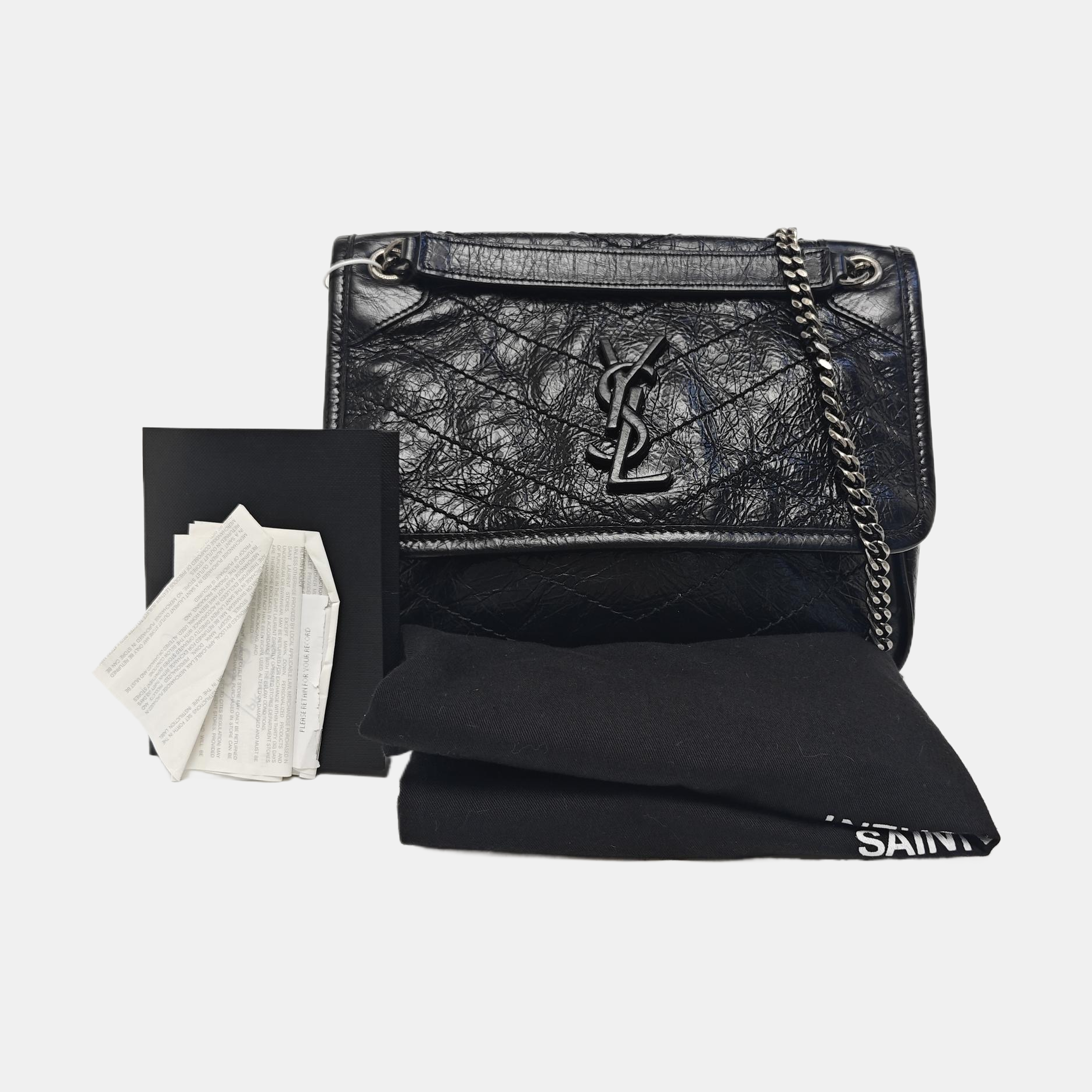 NIKI Small Chevron Calfskin Black