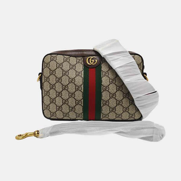Ophidia Small Monogram Coated Canvas Beige
