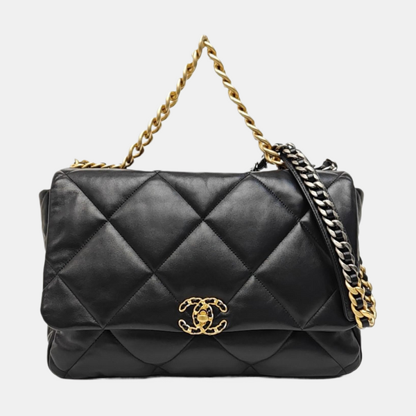 CHANEL 19 Maxi Quilted Lambskin Black
