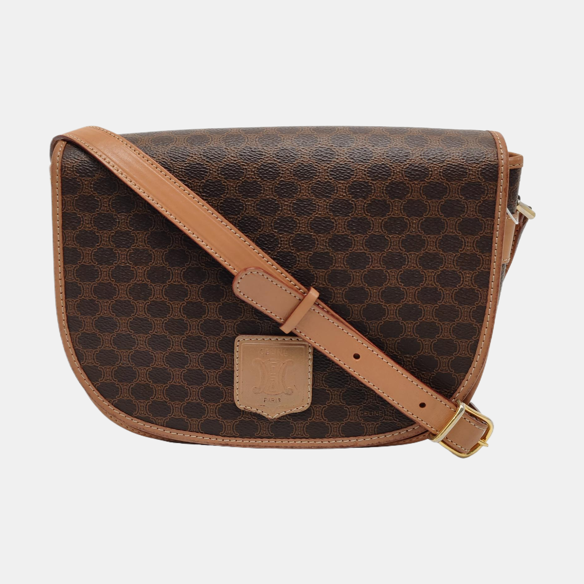 Coated Canvas Shoulder Bag Brown