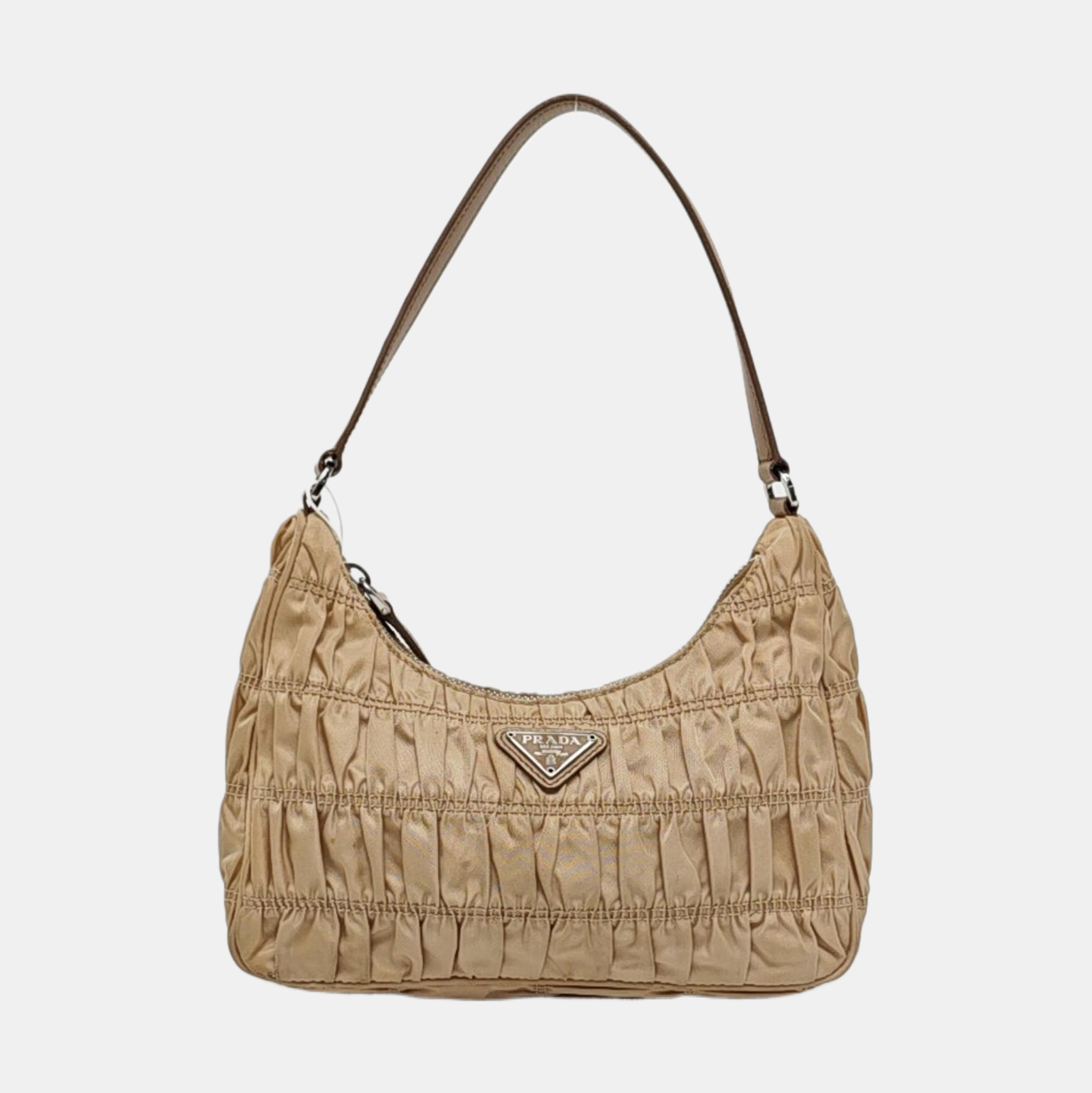 Authenticated pre-owned  Re-Edition2005 Mini Quilted Nylon Beige - Top Handle Bag at Looply