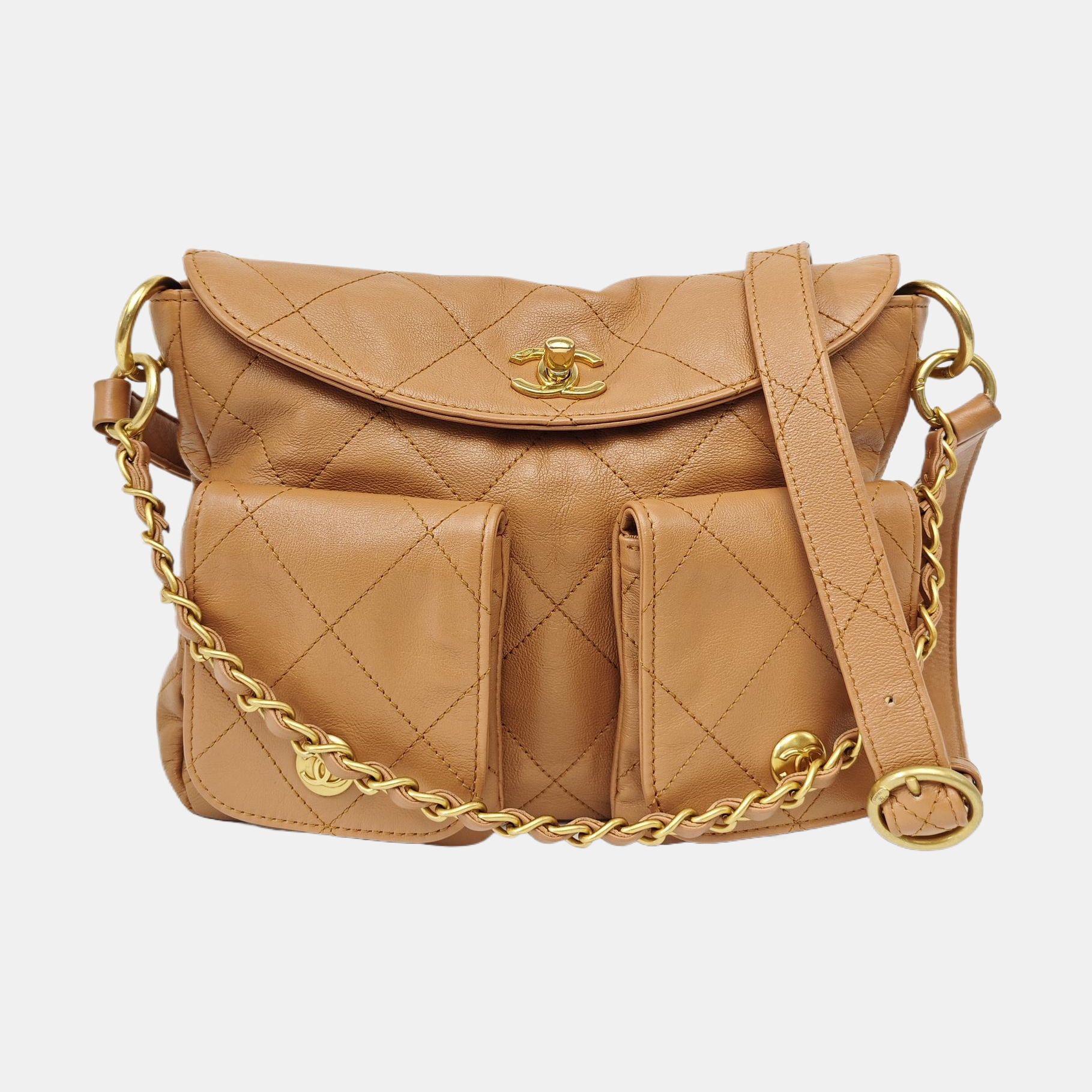Suppletwins Small Quilted Calfskin Brown