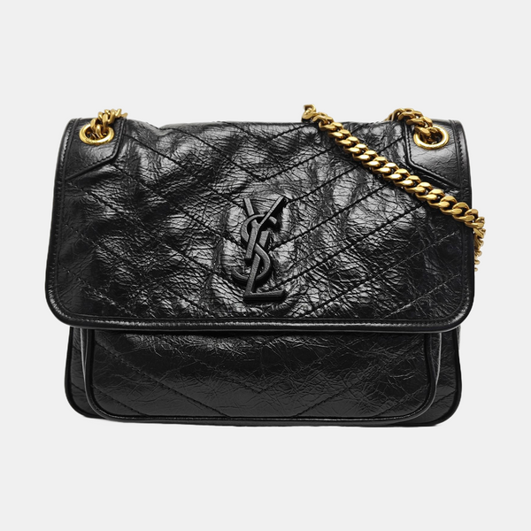 NIKI Medium Chevron Calfskin Black