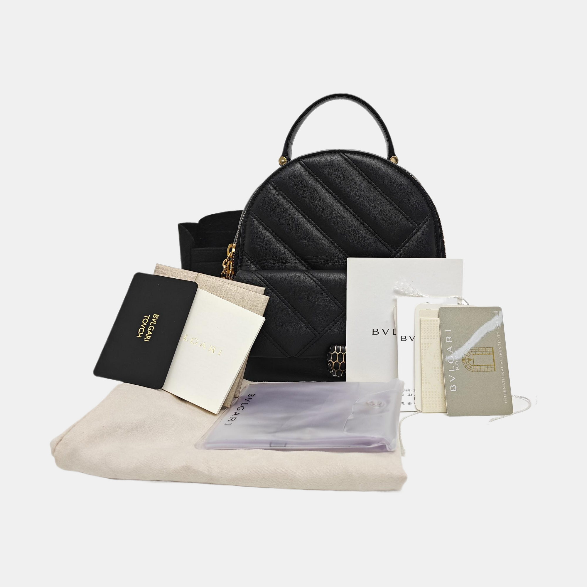 SERPENTI CABOCHON Small Quilted Calfskin Black