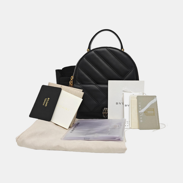 SERPENTI CABOCHON Small Quilted Calfskin Black