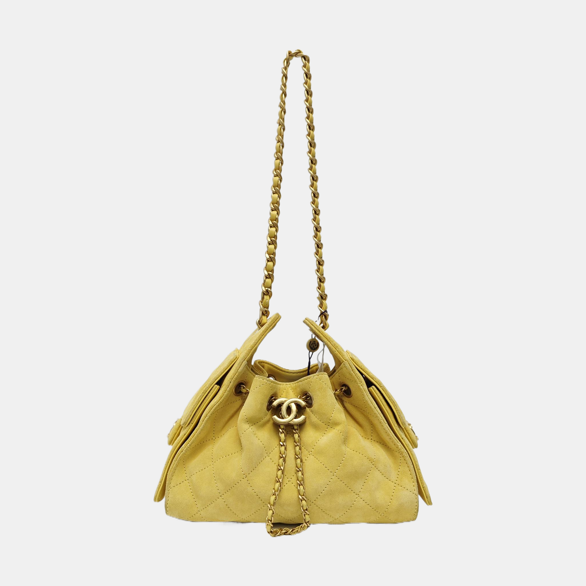CHANEL 25 Quilted Suede Yellow