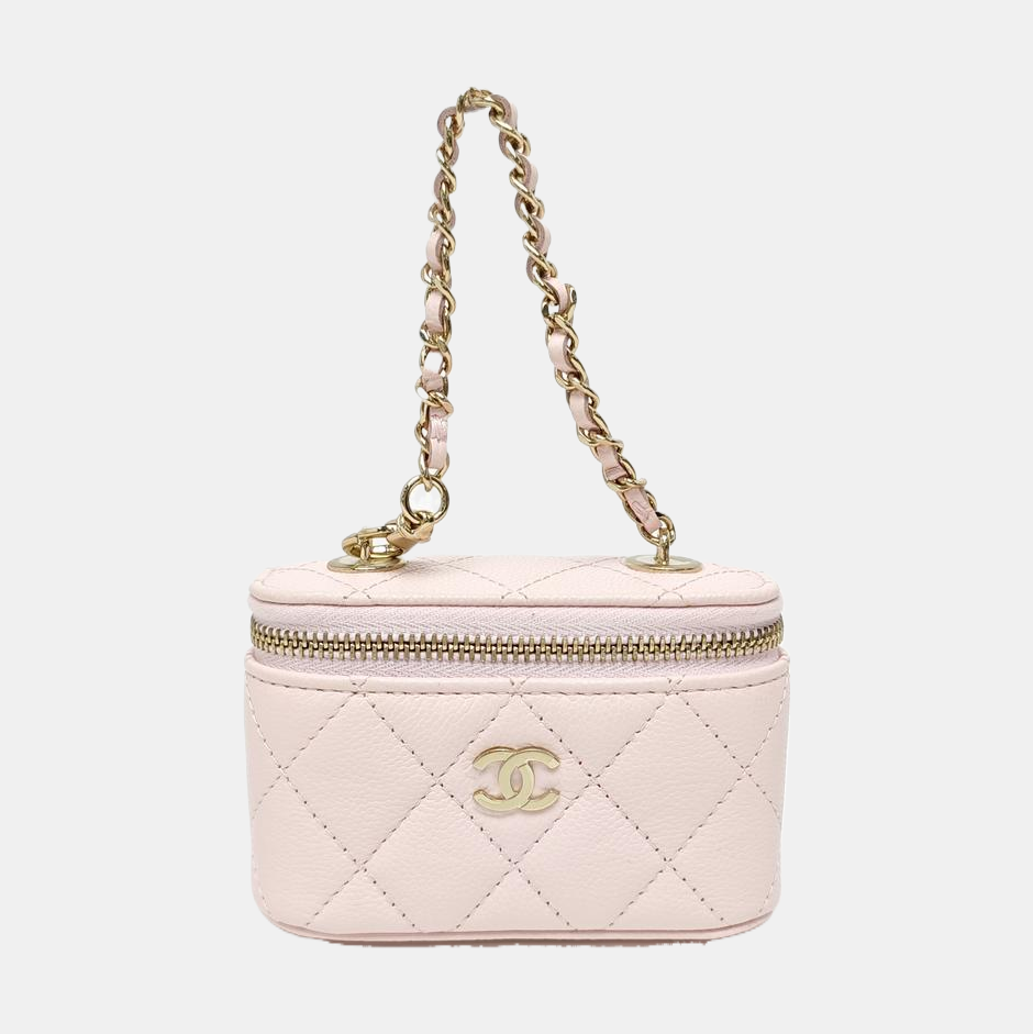 Quilted Grained Calfskin Top Handle Bag Pink