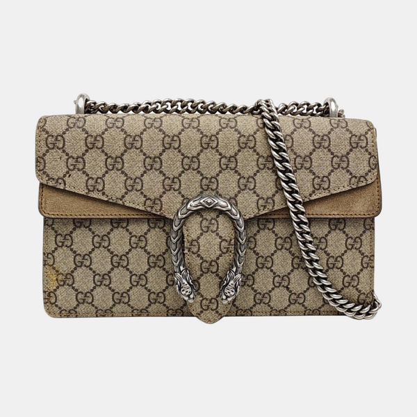 Dionysus Small Monogram Coated Canvas Beige