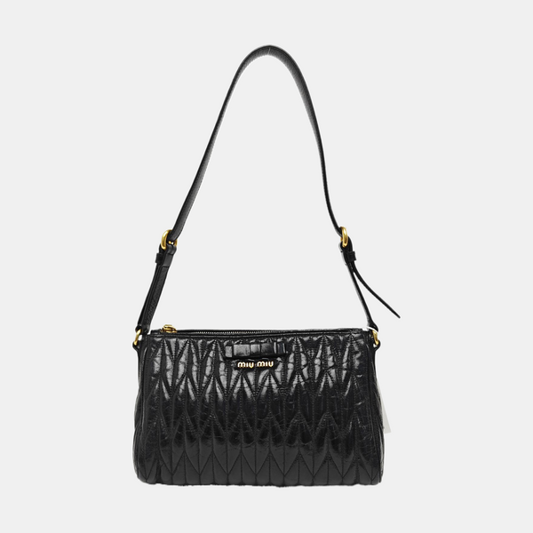 Quilted Lambskin Top Handle Bag Black