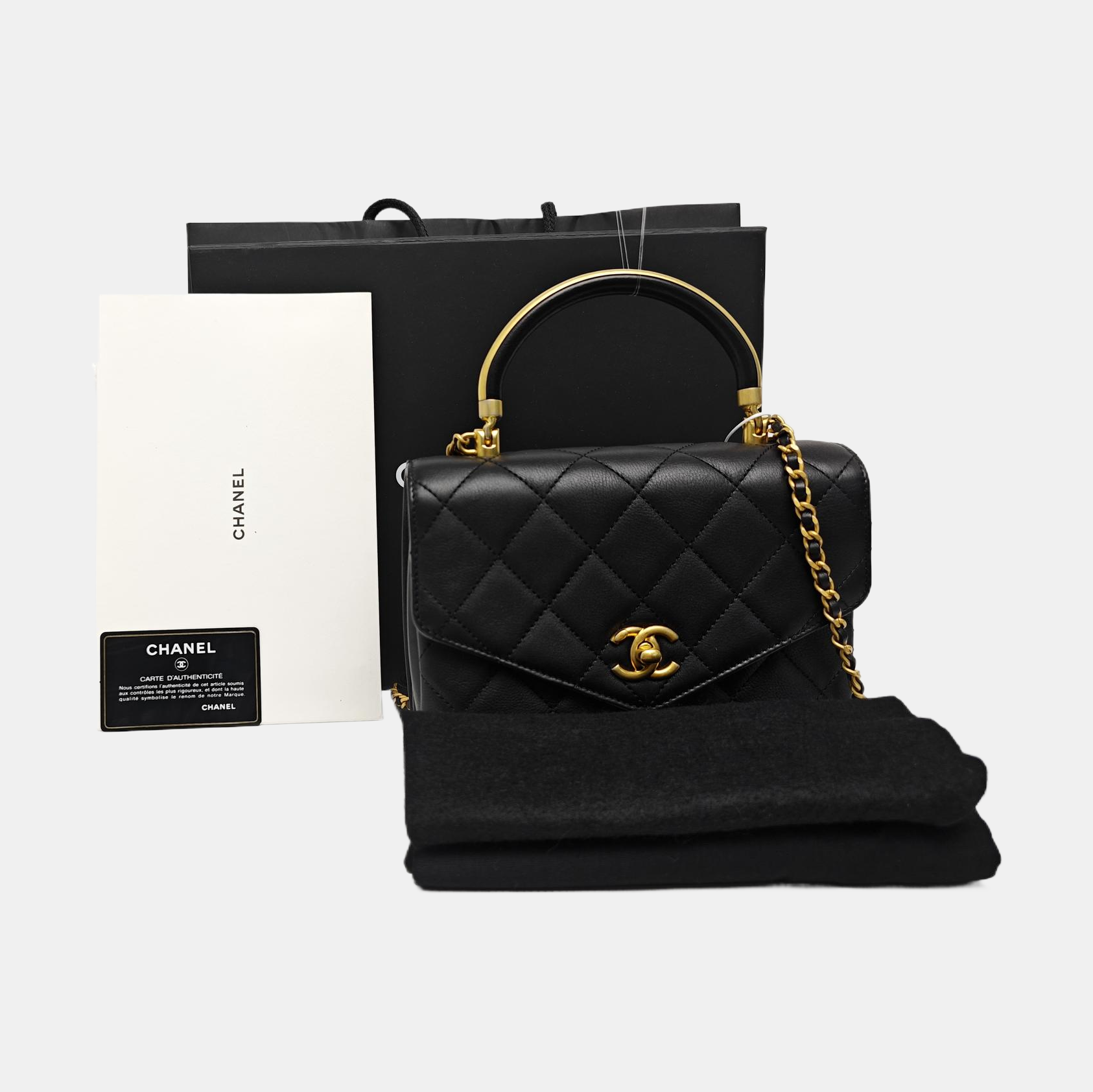 Quilted Calfskin Shoulder Bag Black