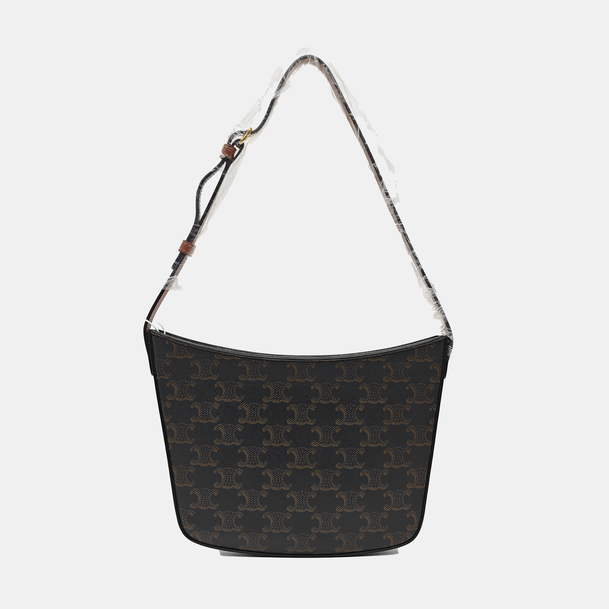 Coated Canvas Top Handle Bag Medium Brown