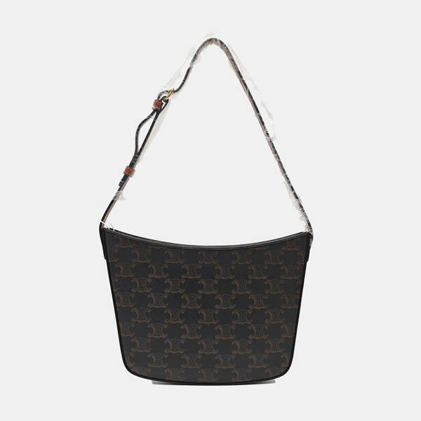 Coated Canvas Top Handle Bag Medium Brown