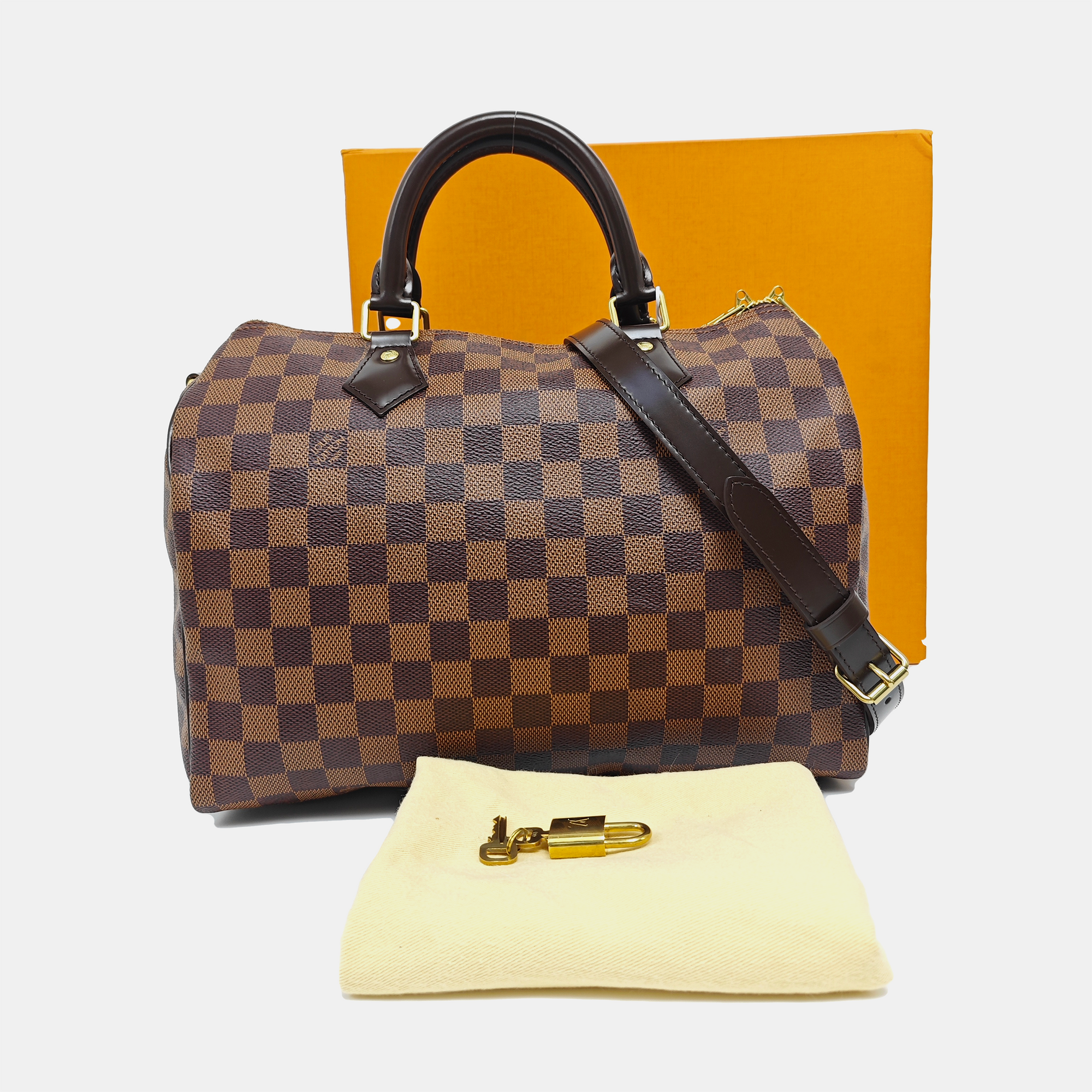 SPEEDY 30 Damier Ebene Coated Canvas Brown