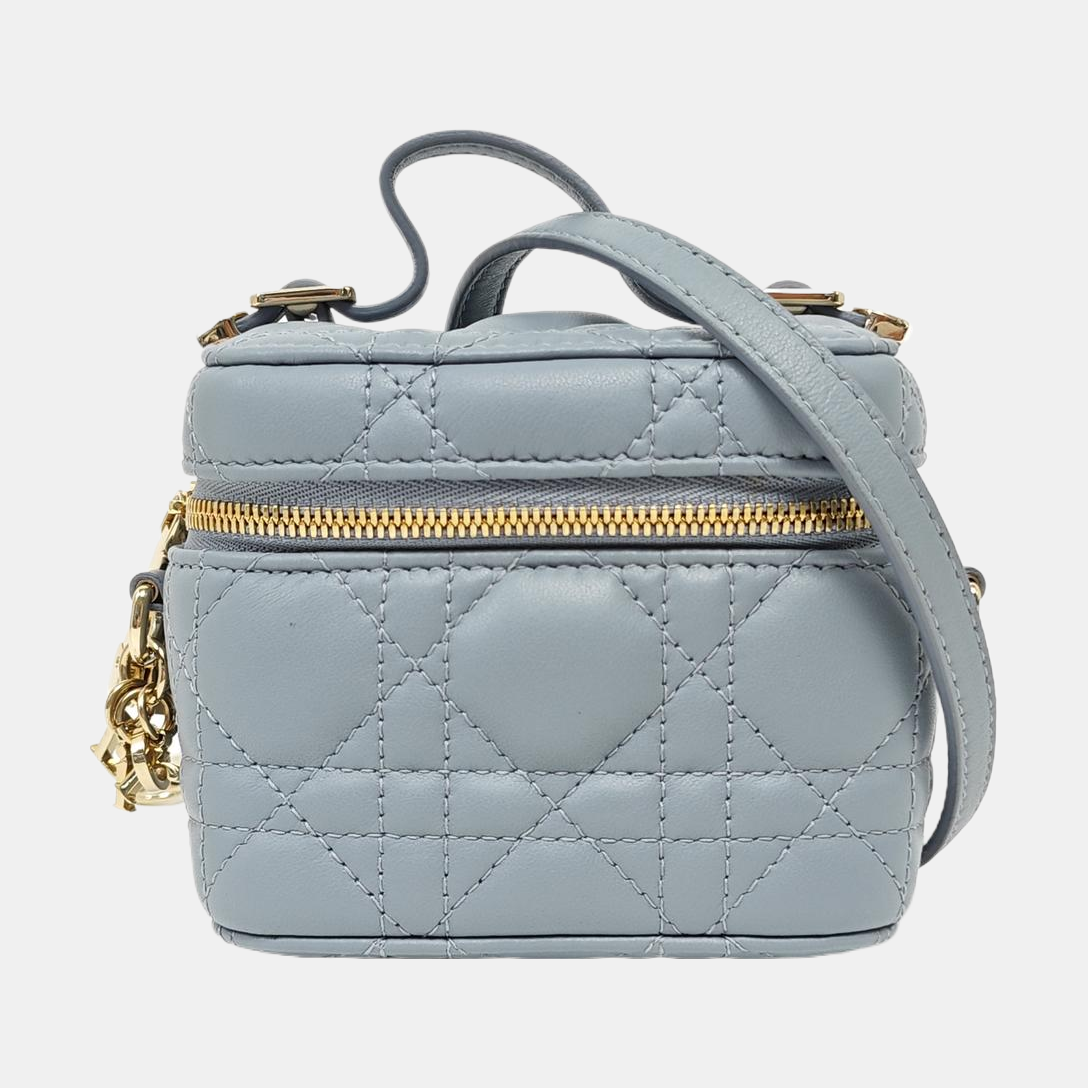 Vanity Lady Dior Mini Cannage Lambskin Blue