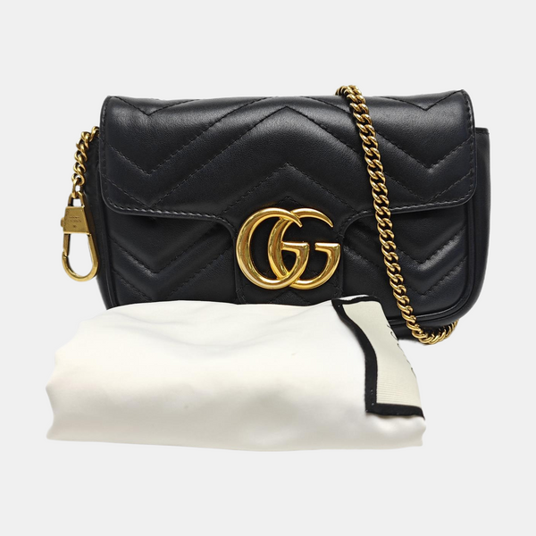 GG Marmont Mini Quilted Calfskin Black