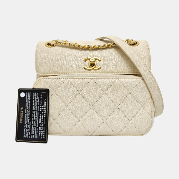 Quilted Grained Calfskin White
