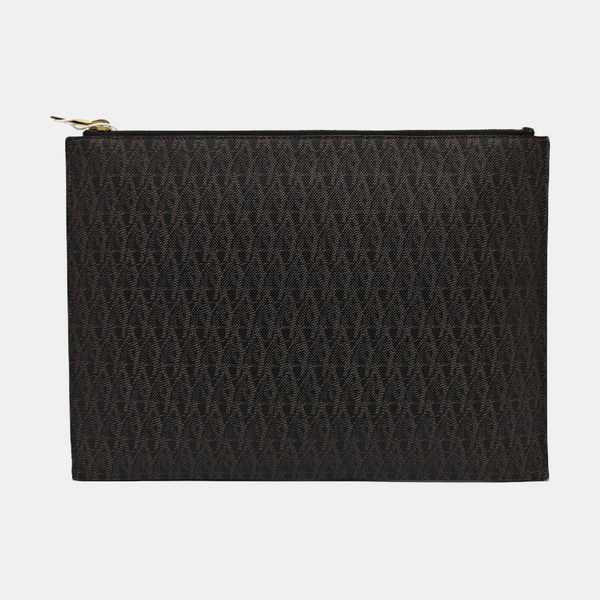 Coated Canvas Clutch Black